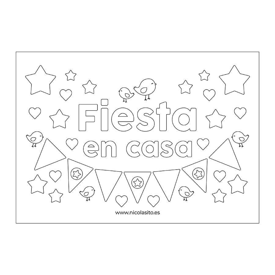 Dibujo Fiesta en casa para colorear Nicolasito