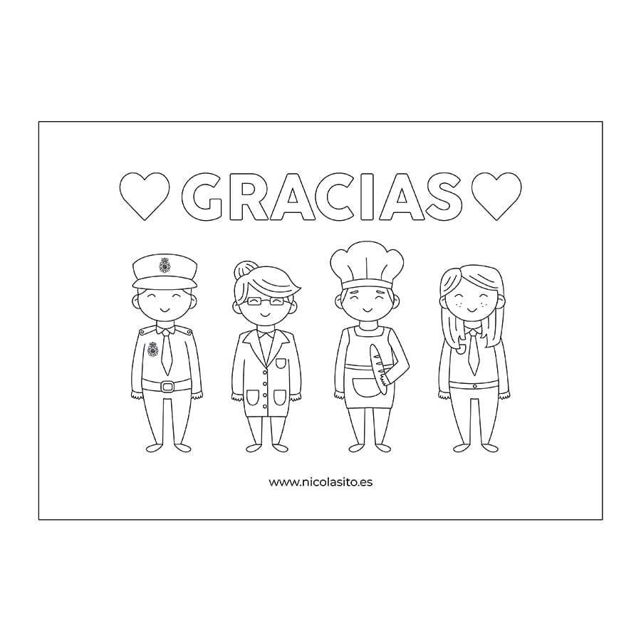 Descargables gratis para colorear - Gracias