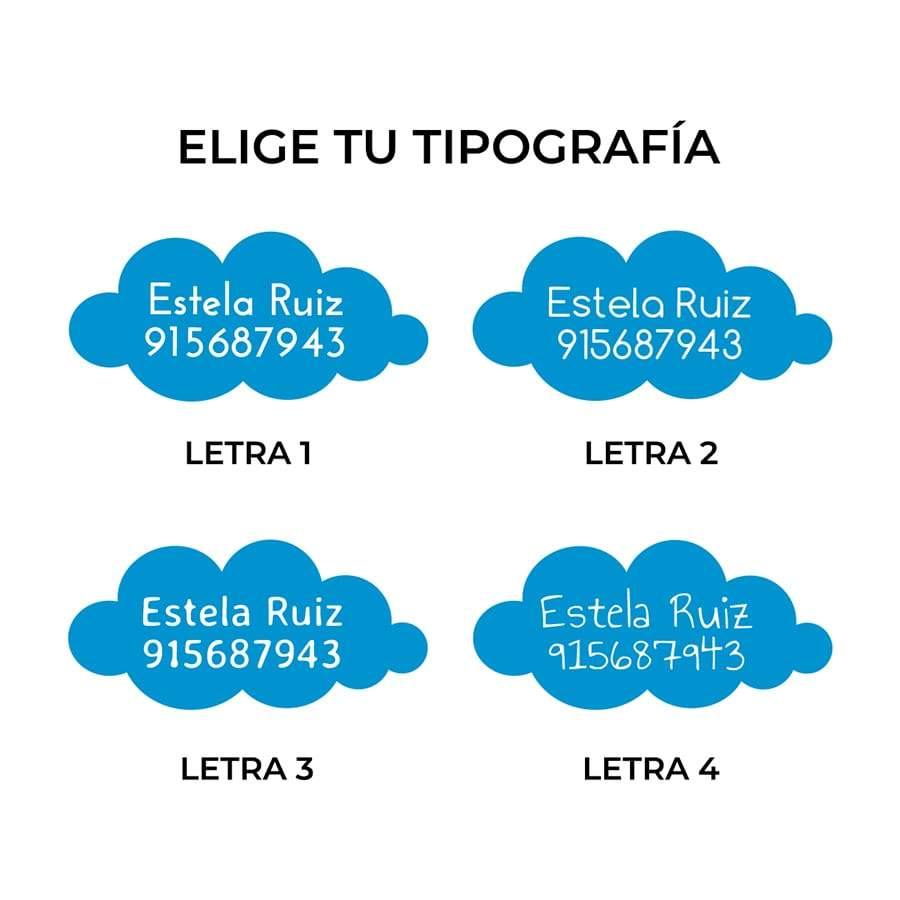 Etiquetas termohadesivas personalizadas para planchar sobre la ropa con forma de Nubes. Nicolasito.es
