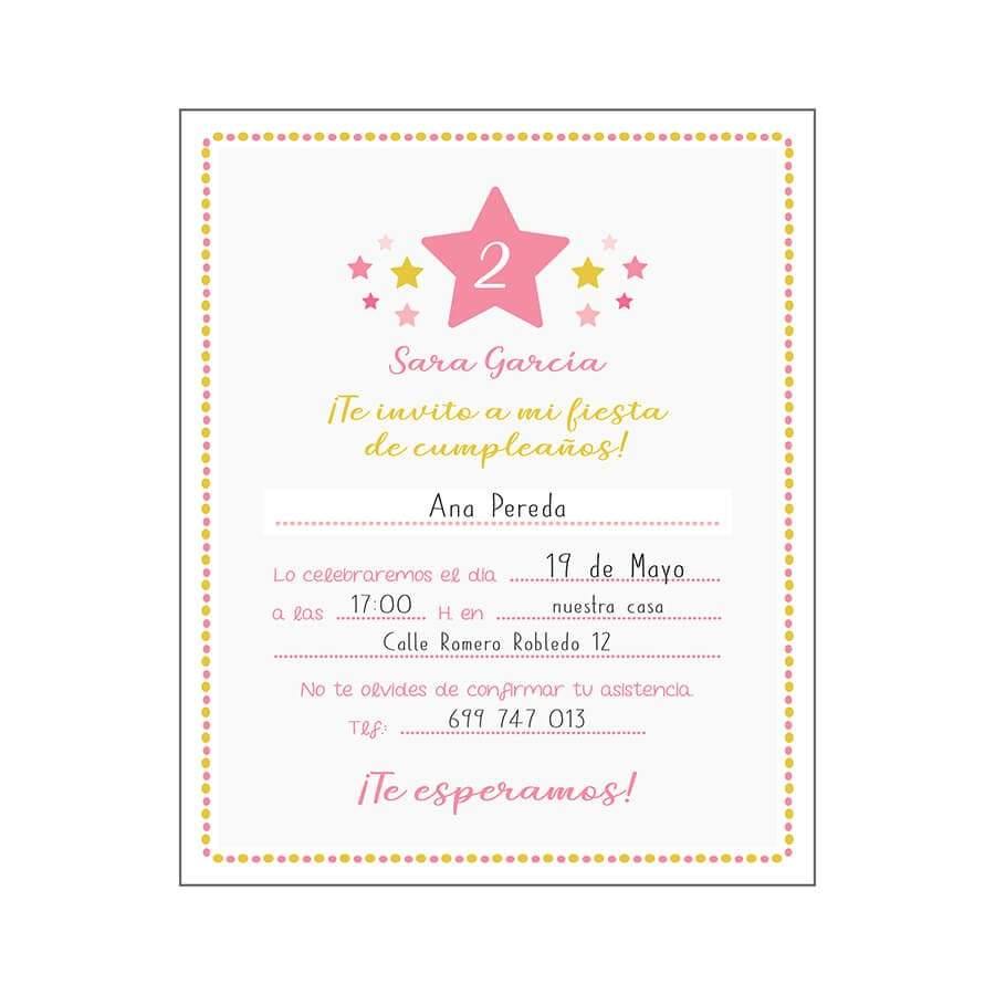 Invitaciones Cumpleaños Estrellas - Nicolasito.es