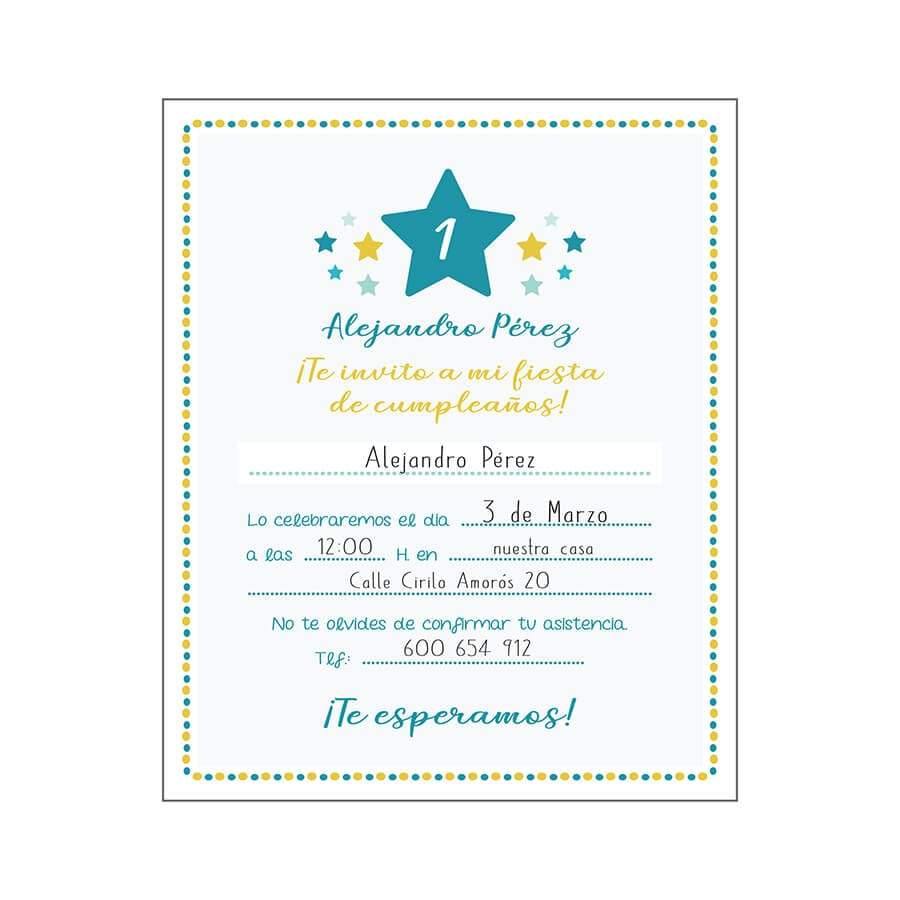 Invitaciones Cumpleaños Estrellas - Nicolasito.es