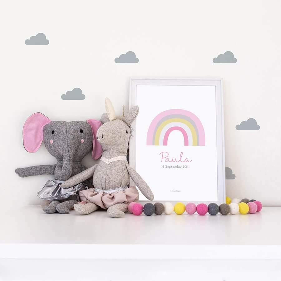 lámina personalizada arco iris decoración personalizada infantil #color_Pastel rosa