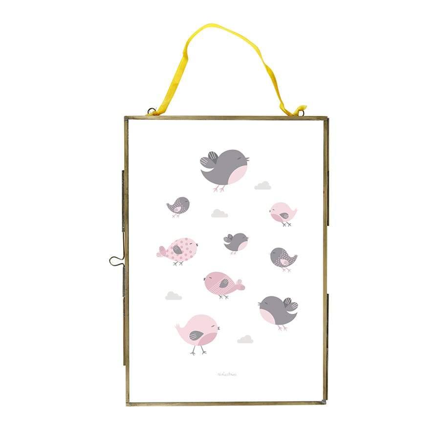 lámina pajaritos rosa infantil nicolasito #color_Rosa