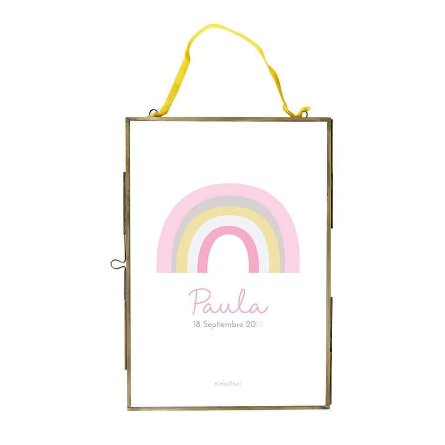 lámina personalizada arco iris nicolasito decoración infantil #color_Pastel rosa
