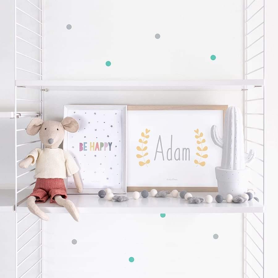 Decoración sala de juegos infantil con láminas personalizada eucalipto #color_Gris Claro