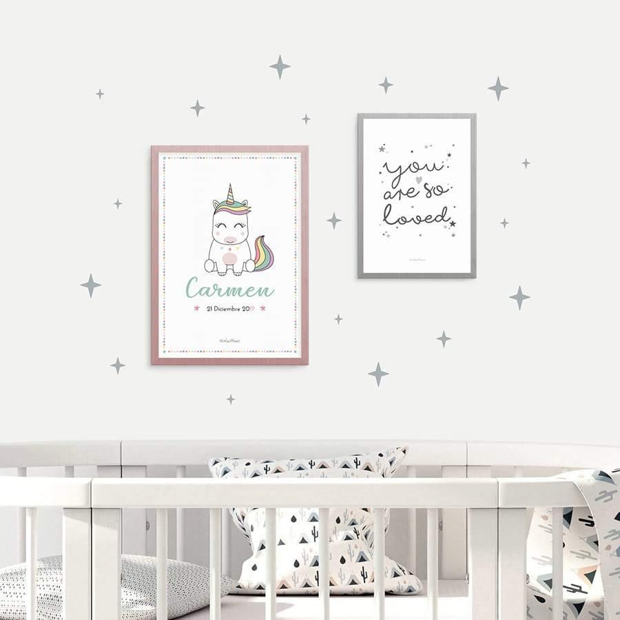 Decoración infantil láminas personalizadas Unicornio