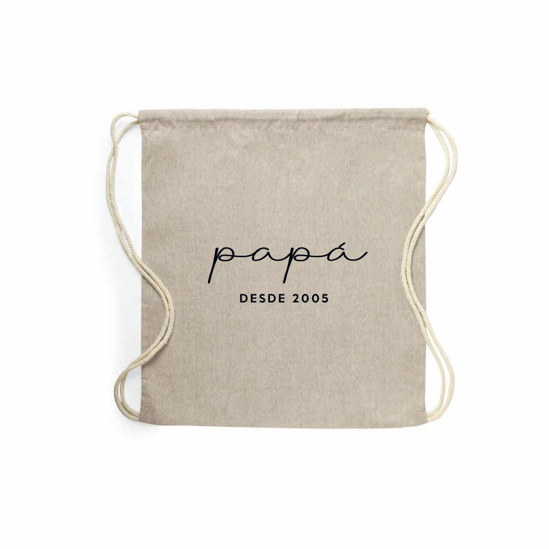 Mochila para papá beige con texto negro #color_Beige