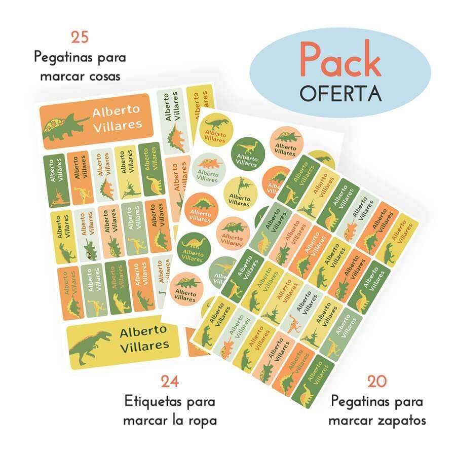 Pack ahorro Etiquetas Dinosaurios #color_Verdes