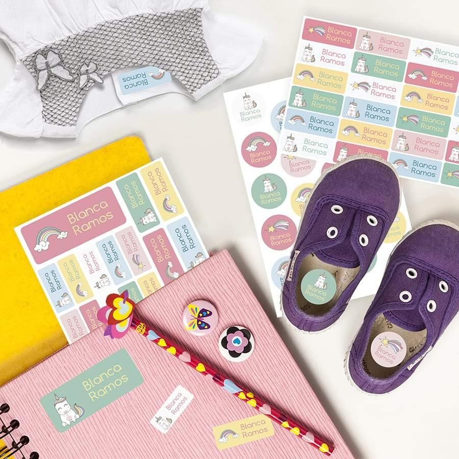 Pack etiquetas y pegatinas personalizadas Unicornios Nicolasito