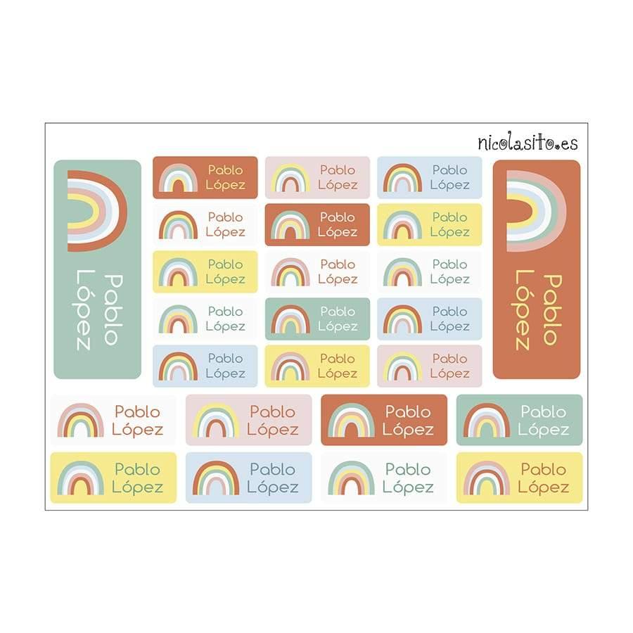 Pegatinas personalizadas Arco Iris multicolor Nicolasito