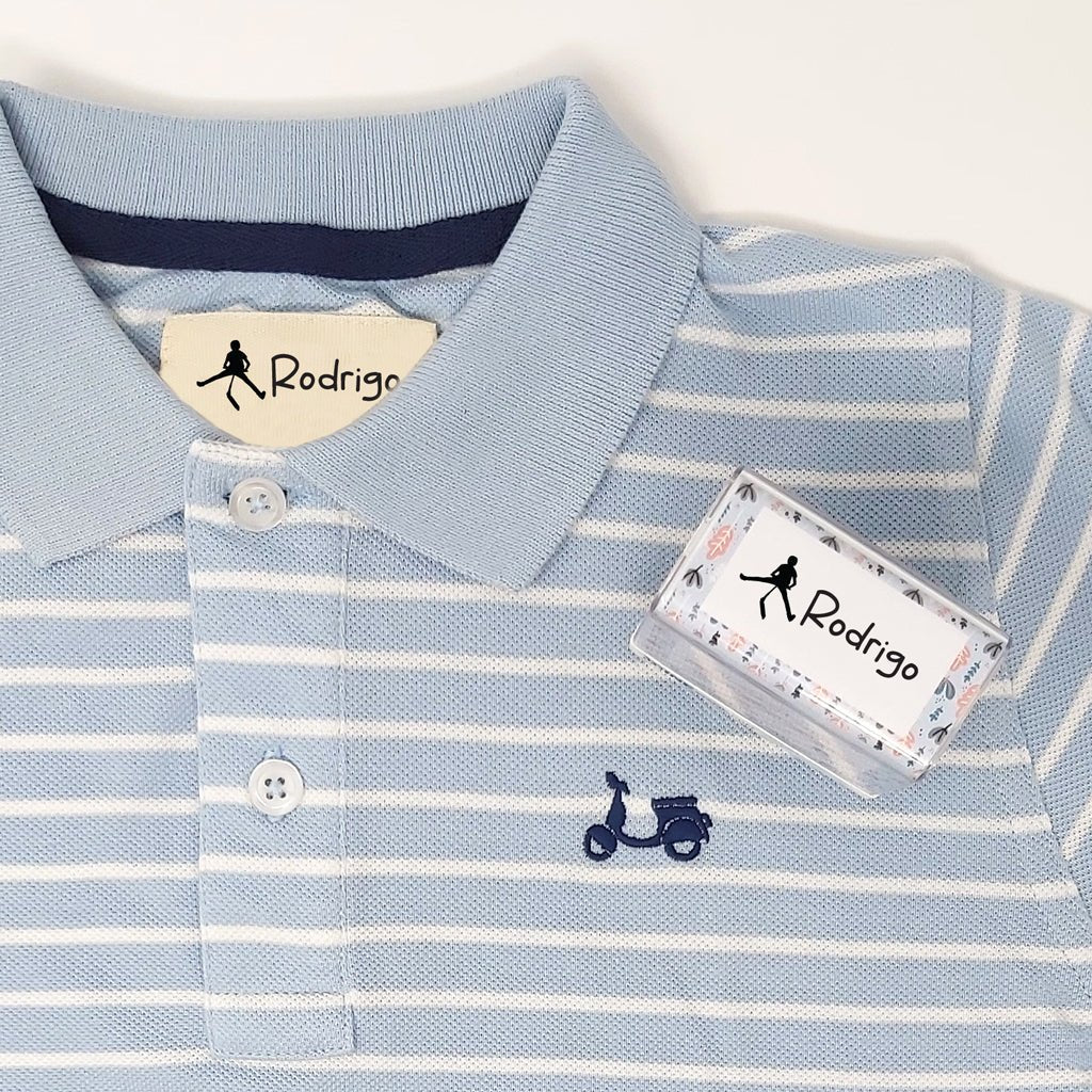 Sello personalizado ropa Patinete estampado sobre uniforme escolar, marcador textil resistente a los lavados y perfecto para identificar ropa infantil - Nicolasito.es #Iconos_Patinete 2