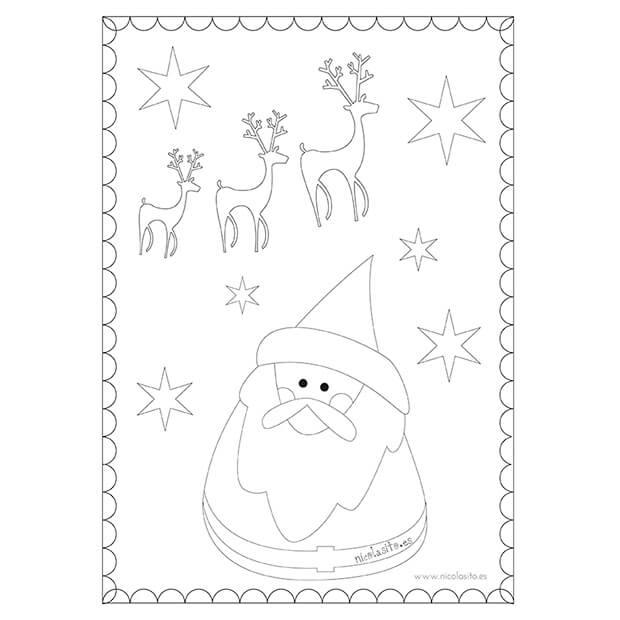 dibujo papa Noel para colorear gratis nicolasito.es