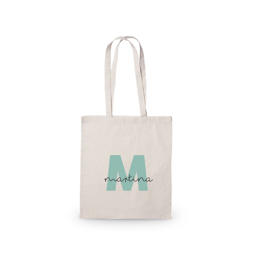 Personalización Bolsa Totebag Nombre Inicial #color_Verde bosque