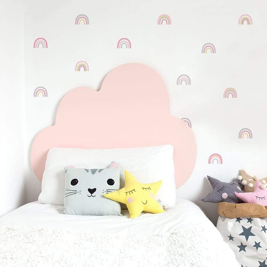 Decoración dormitorio de niña con Vinilo decorativo Arco Iris en color rosa - Nicoalsito.es #color_Pastel rosa