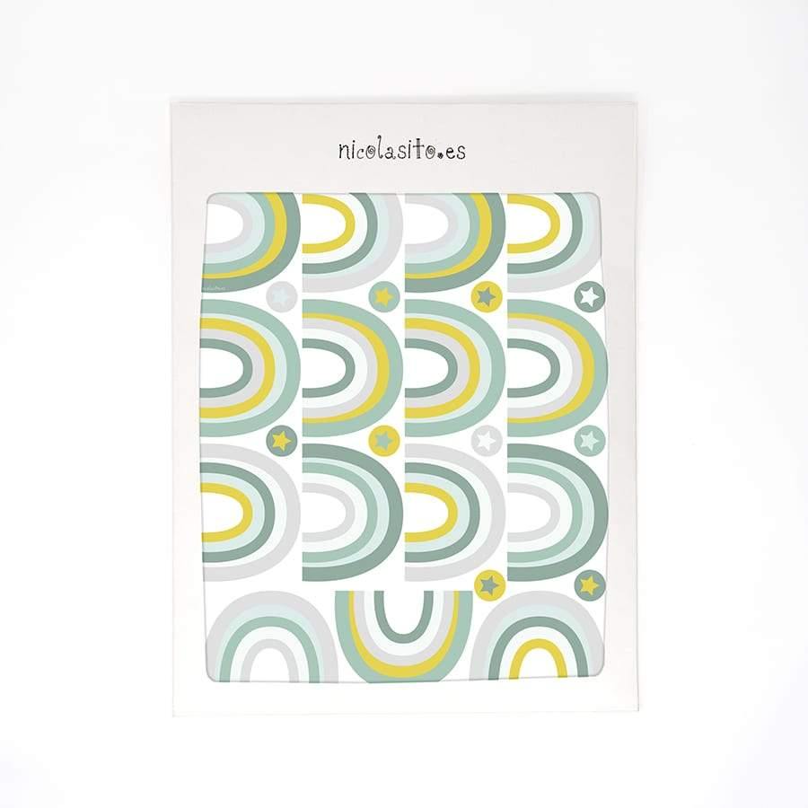 Lámina de 15 arcoiris de vinilo decorativo para paredes en color verde en su packaging original - Nicolasito.es #color_Pastel mint