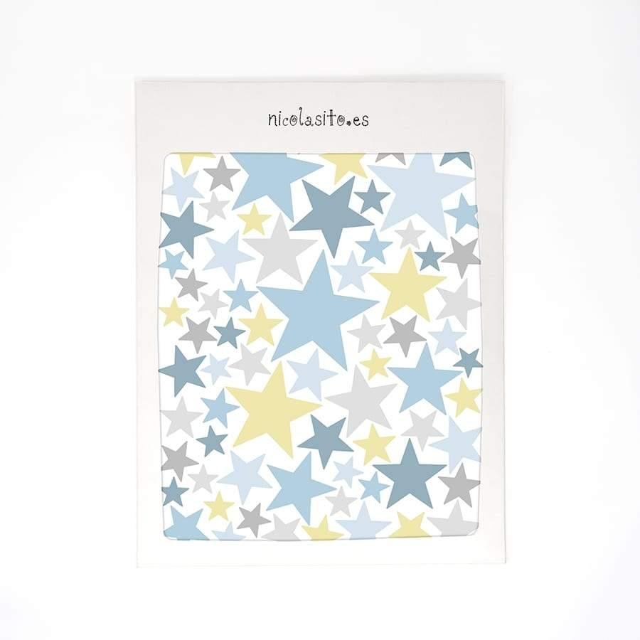 Vinilo decorativo estrellas pastel azul en su paquete individual de 77 unidades de pegatinas adhesivas de pared - Nicolasito.es #color_Pastel azul