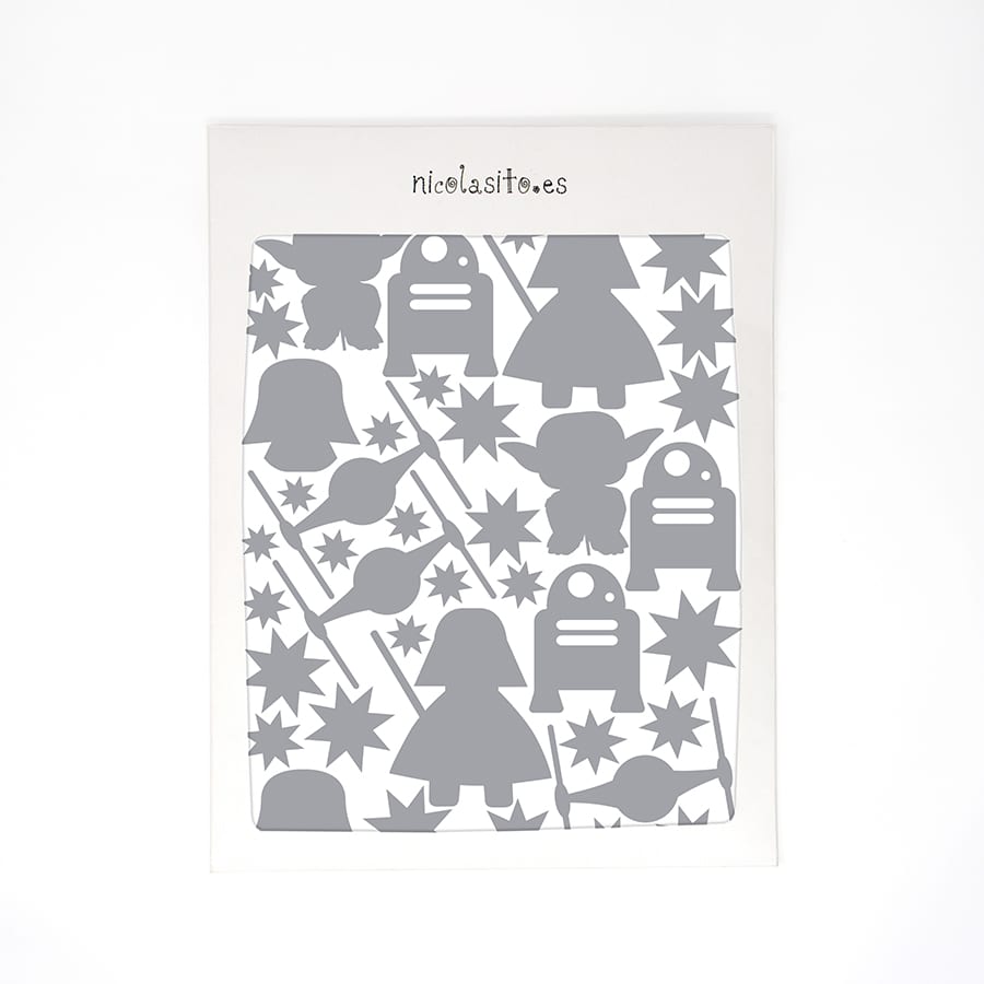 Presentación del vinilo pared Star Wars lista para entrega - Nicolasito.es #color_Gris claro