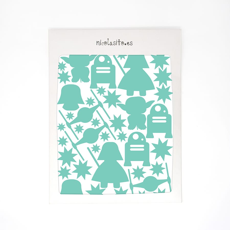 Paquete de 40 figuras de vinilo decorativo de paredes en forma de star wars listo para envío - Nicolasito.es #color_Mint