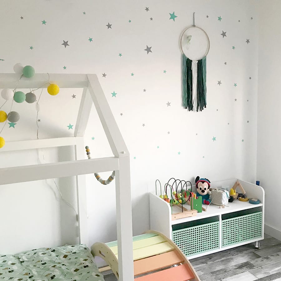 Decoración Habitación Infantil Estrellas #color_Gris claro #color_Mint