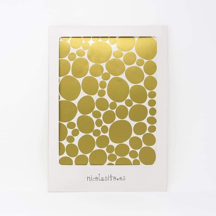 Packaging original del vinilo decorativo lunares irregulares de color oro en paquete cerrado - Nicolasito.es #color_Oro