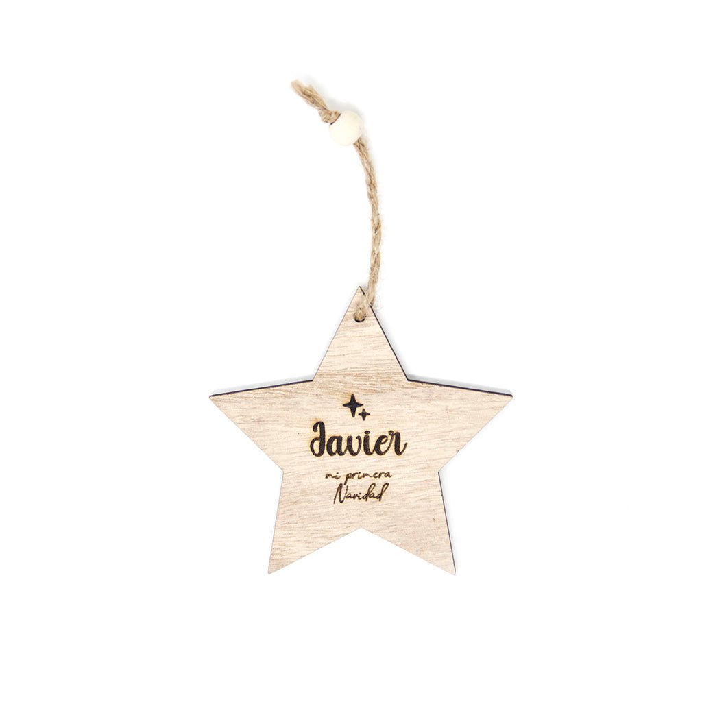 Adorno navideño con forma de estrella personalizada con nombre, ideal para decorar el árbol de Navidad con estilo único - Nicolasito.es #color_Estrella Navidad