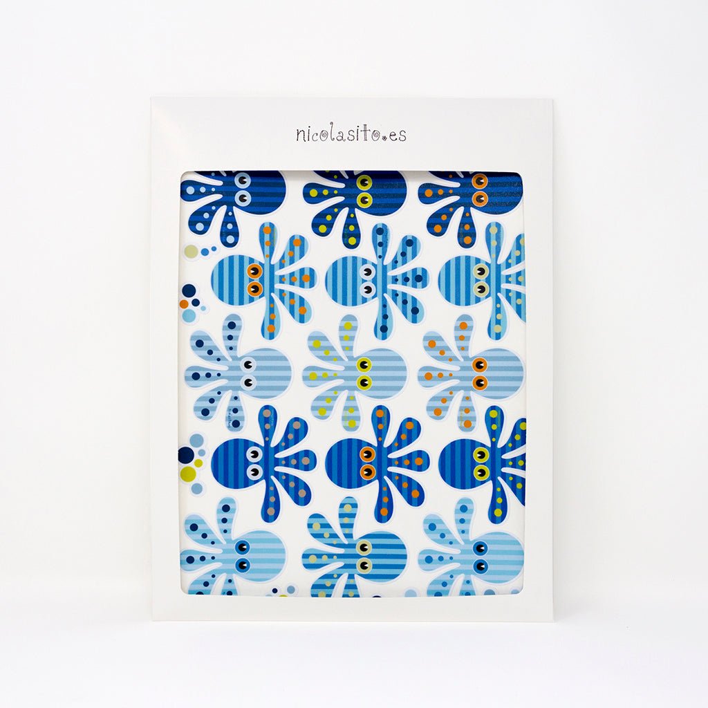 Set de 15 pegatinas antideslizantes de pulpos azules para baño, vinilos adhesivos de seguridad para niños y bebés - Nicolasito.es #color_Azul