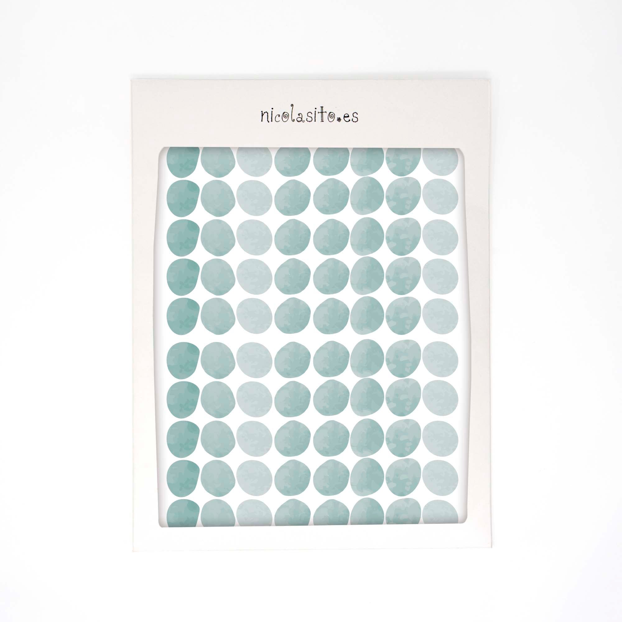 Paquete de 80 pegatinas redondas antideslizantes efecto acuarela para bañera o ducha. Fácil aplicación y diseño decorativo. Color aqua - Nicolasito.es #color_antideslizante-topitos-aqua