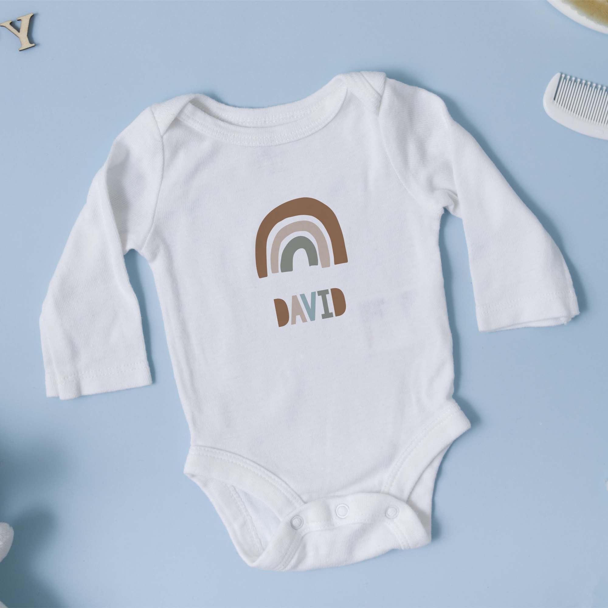 comprar body personalizado infantil de manga larga con estampado de arcoiris