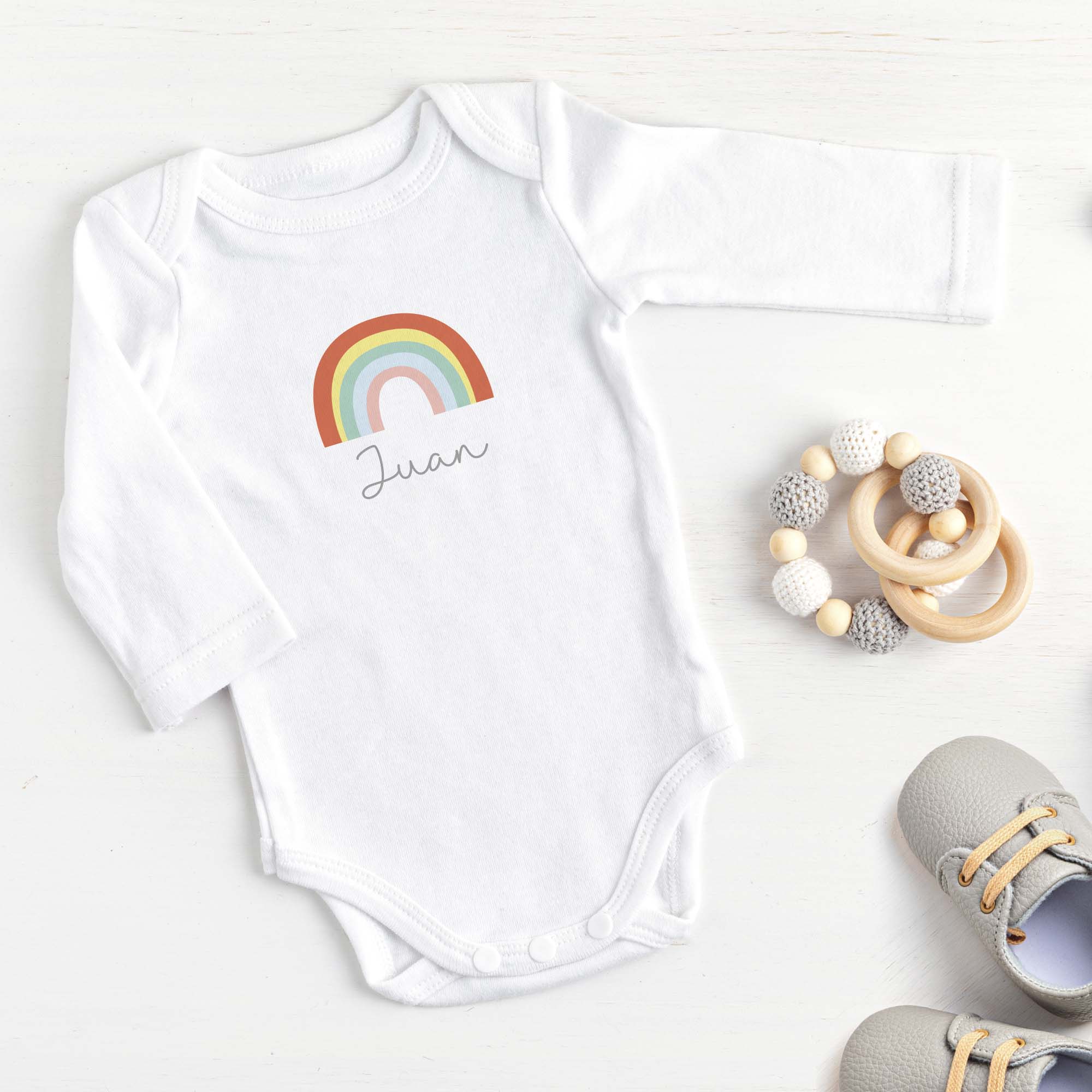 comprar body inantil personalizado con dibujo de arcoiris multicolor