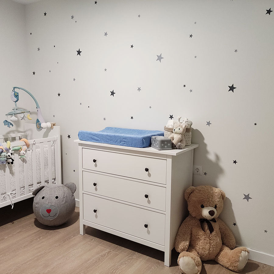 Decoración Habitación Bebé con vinilo decorativo en forma de Estrellas mix. Vinilo removible de alta calidad - Nicolasito.es #color_negro