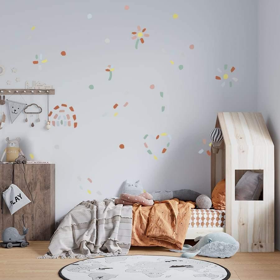Ideas de decoracion de paredes de cuartos infantiles con Vinilos manchas de colores - Nicolasito.es #color_Multicolor