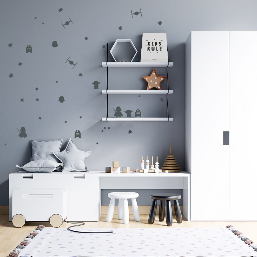 Vinilo decorativo Star Wars en color gris oscuro para pared de dormitorio juvenil - Nicolasito.es#color_Gris oscuro