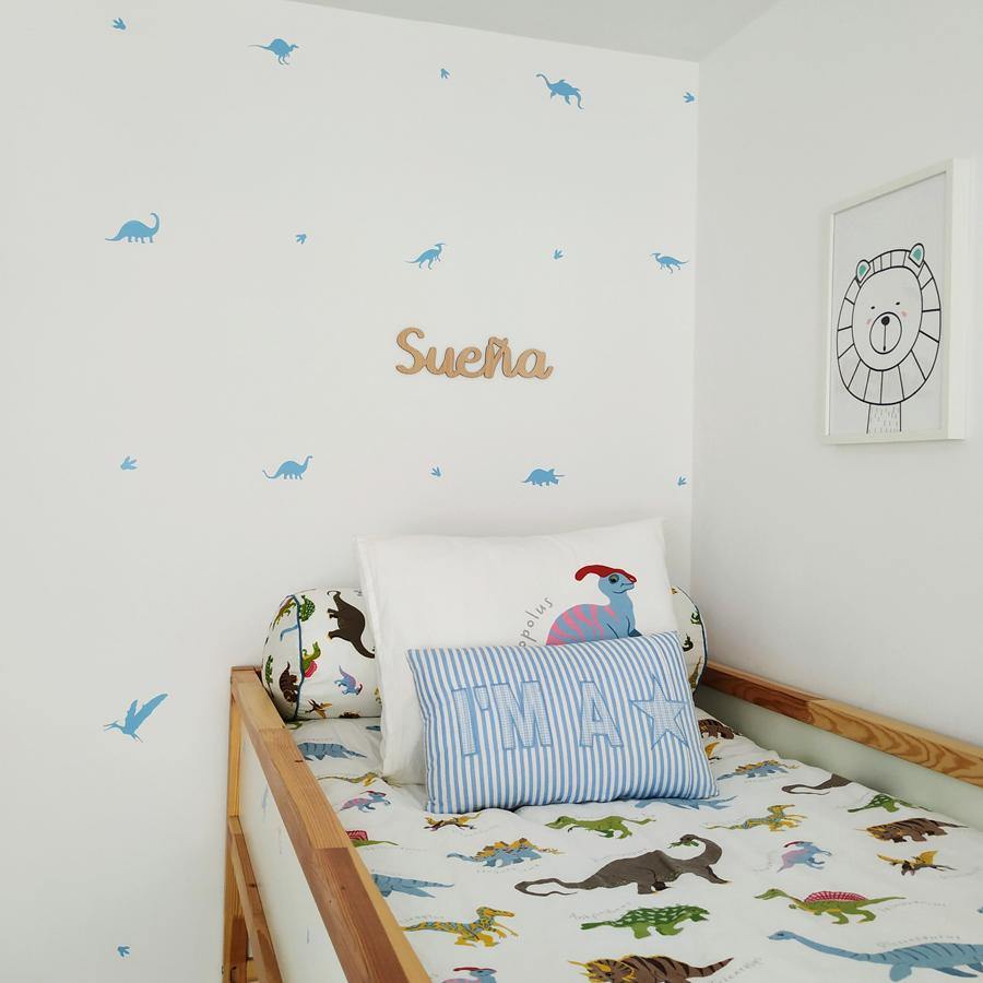 Vinilo decorativo con diseño de dinosaurios para pared estilo divertido - Nicolasito.es #color_Azul cielo