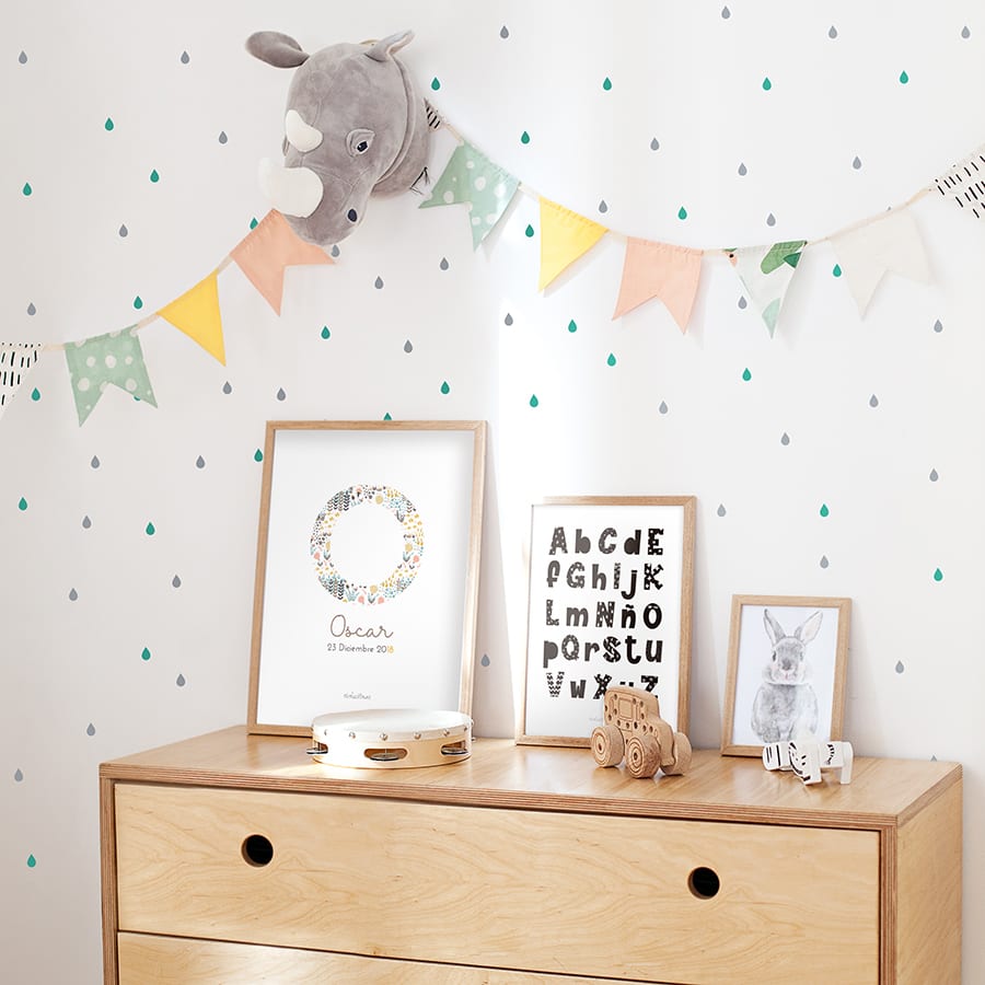 Vinilo decorativo mini gotas de lluvia adhesivas para pared infantil - Nicolasito.es #color_Gris Claro