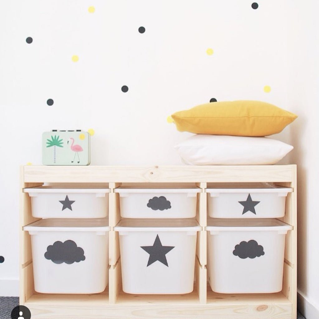 Ideas decoración sala de juegos infantil vinilos de pared topitos de colores - Nicolasito.es #color_Negro