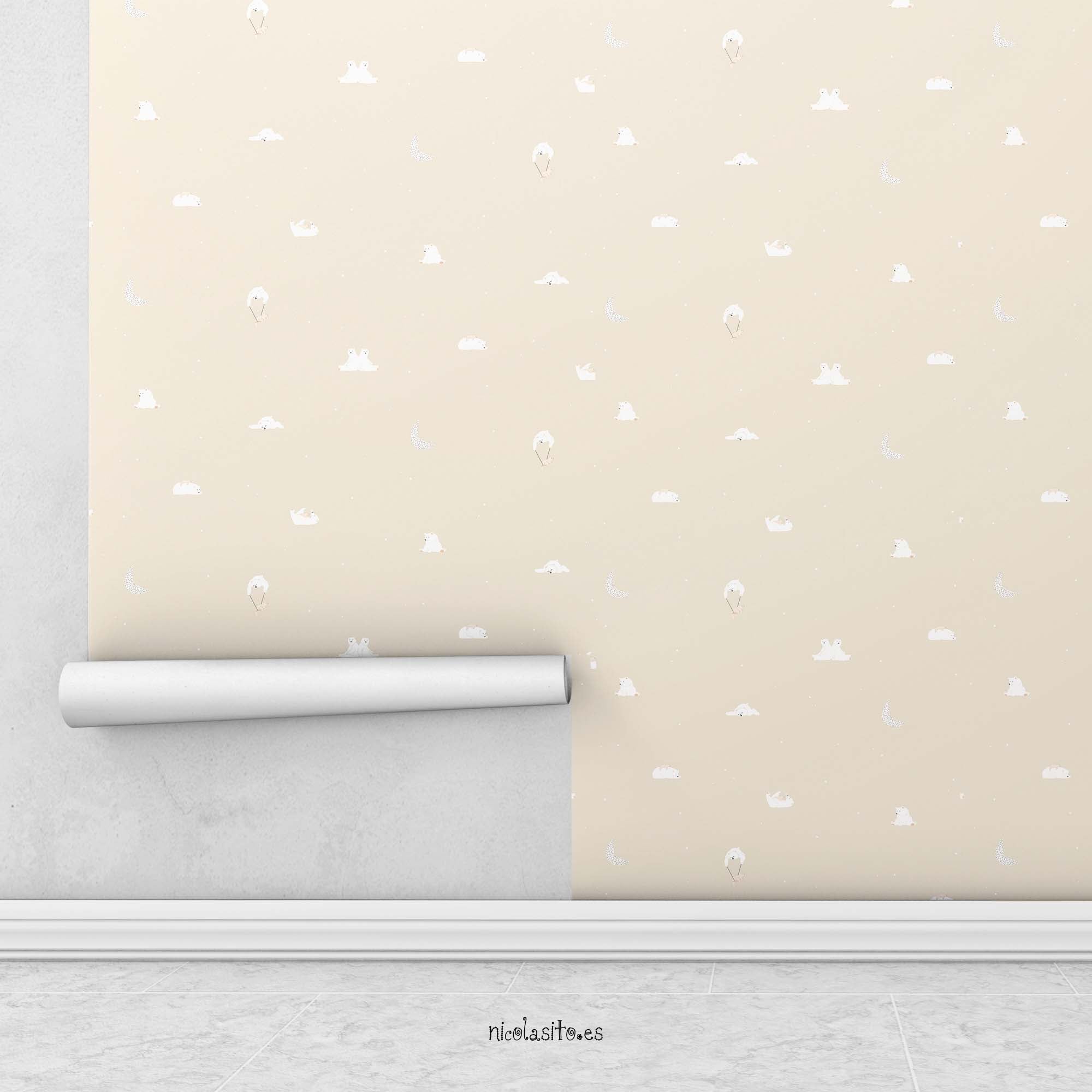 Papel pintado osos beige #color_oso-beige