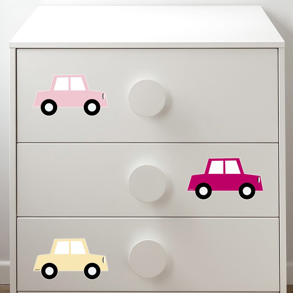 Ideas decoración infantil vinilo decorativo para pared y muebles coches fiat #color_Rosa