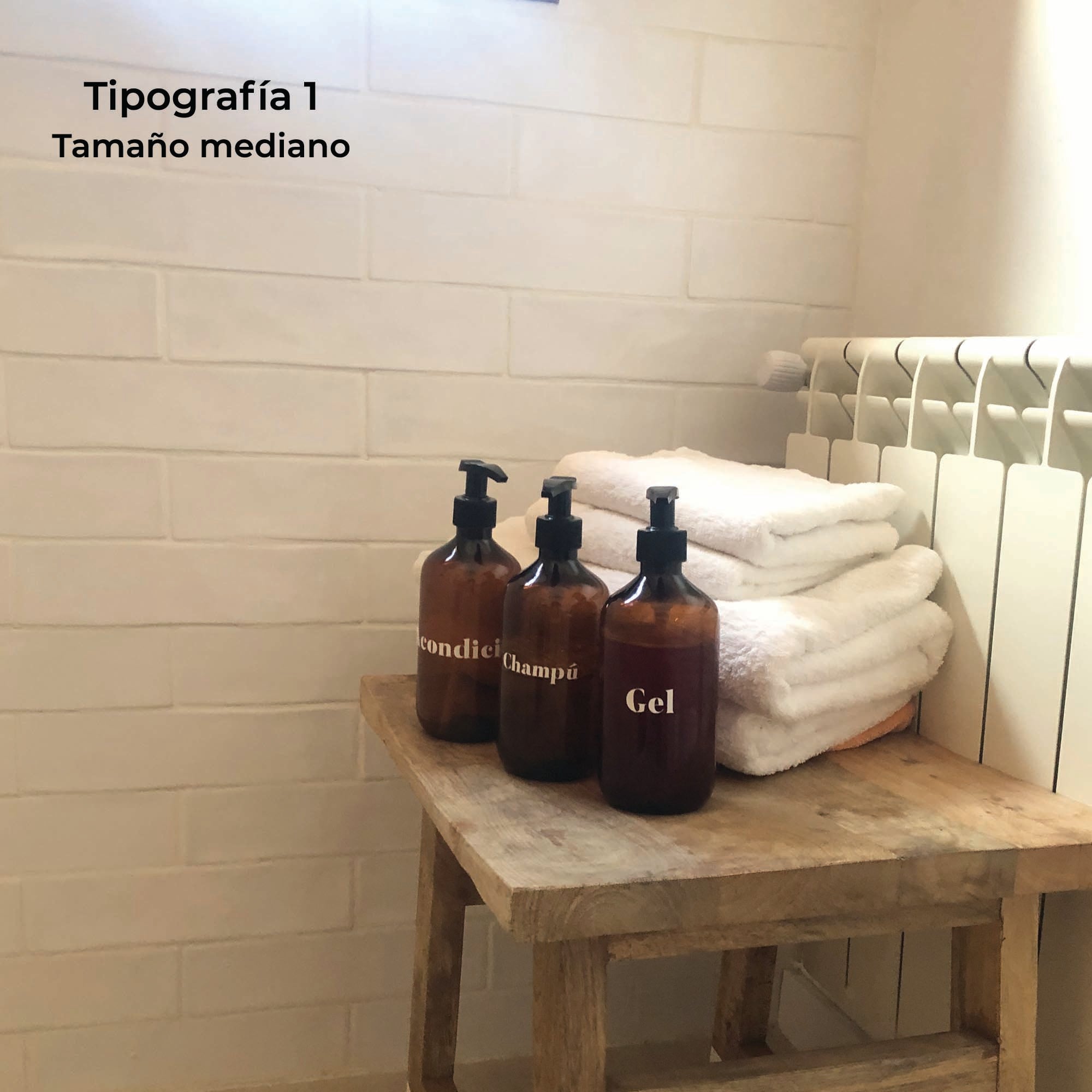 Etiquetas personalizadas colocadas en tarros transparentes para organizar el baño - Nicolasito.es #Tamaño_Mediano
