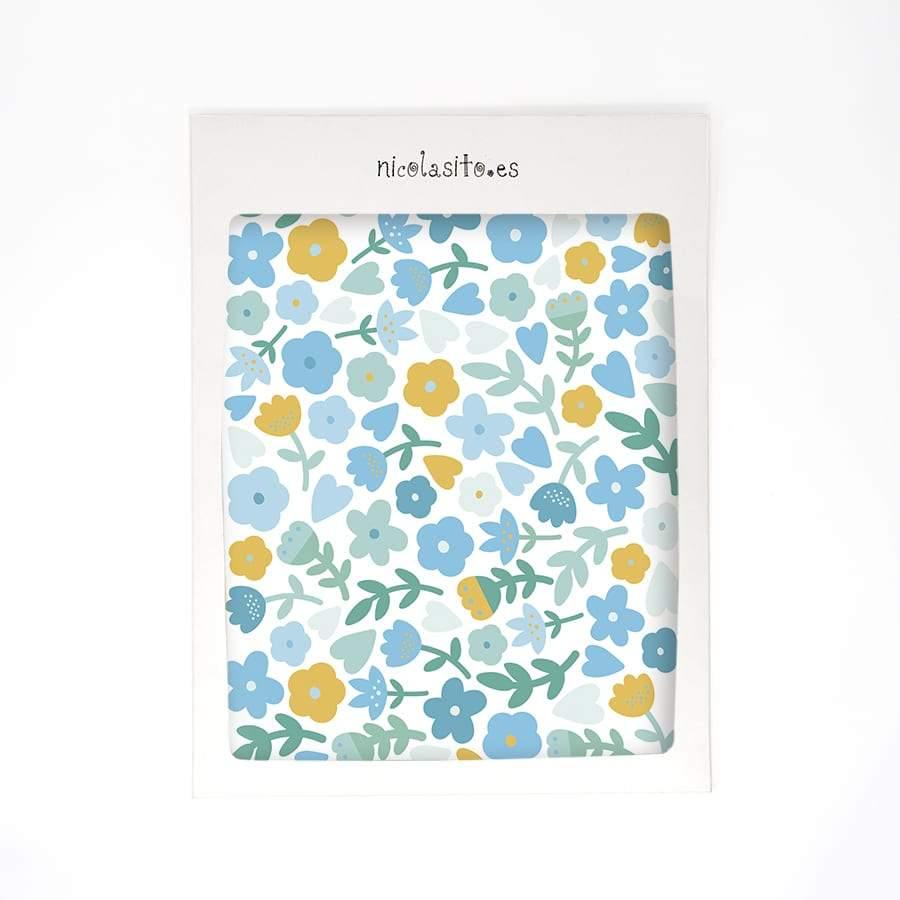 Detalle del pack de vinilo adhesivo mini flores azules en su presentación de venta - Nicolasito.es #color_Azul