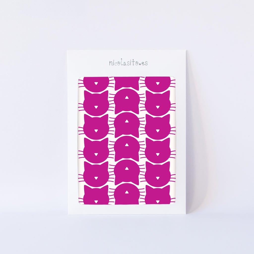 Caja del vinilo pared gatitos adhesivo lista para envío y entrega - Nicolasito.es #color_Fucsia