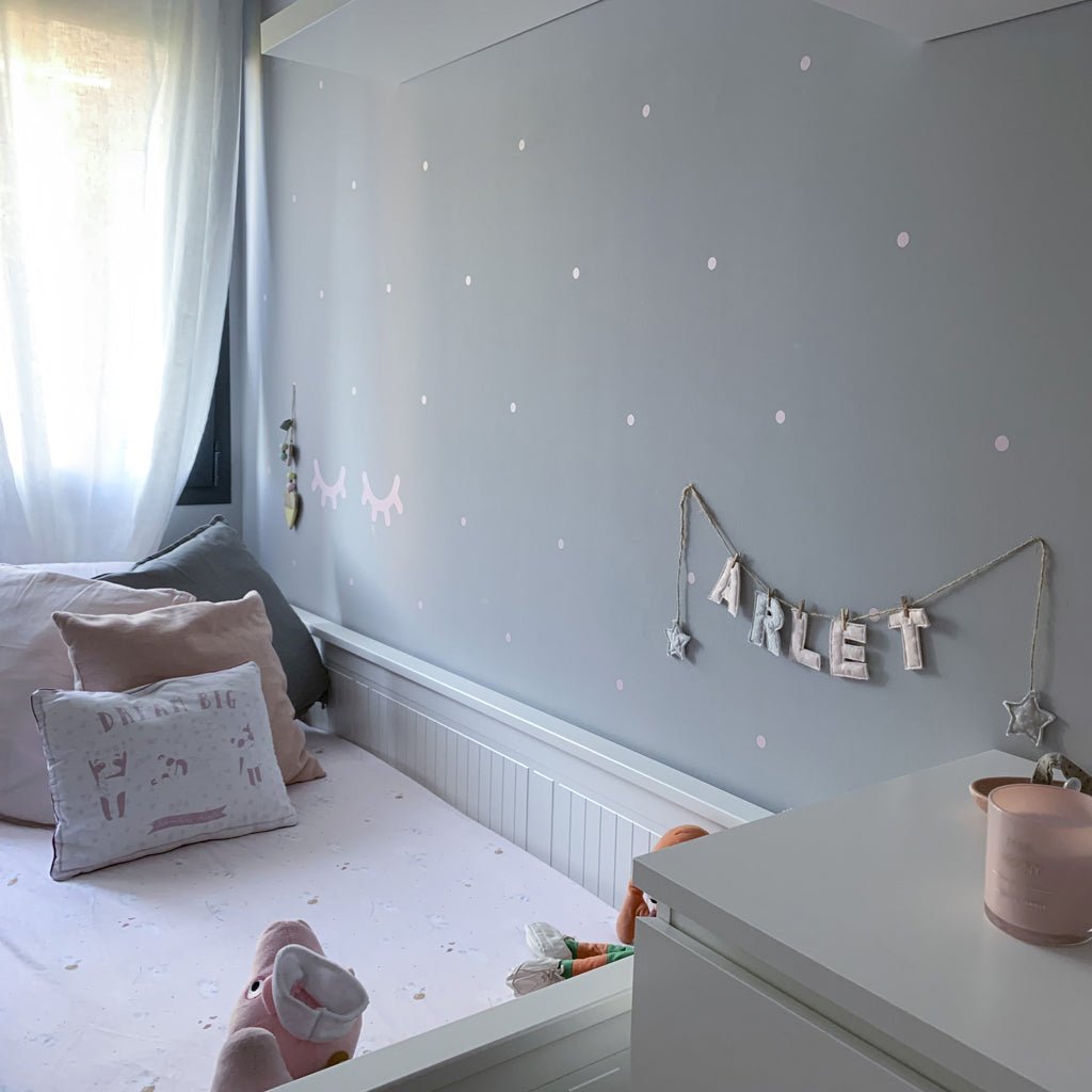 Vinilo decoracion de pared en forma de ojitos para habitación infantil de niña - Nicolasito.es #color_Rosa