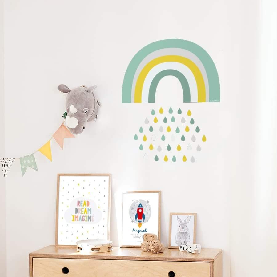 Decoración cuarto infantil niño vinilo arcoiris big #color_Pastel mint