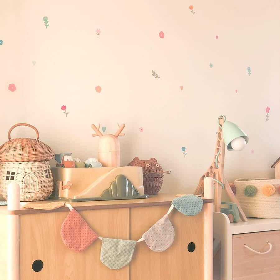 Ambiente moderno decorado con vinilo adhesivo mini flores de colores - Nicolasito.es #color_Rosa