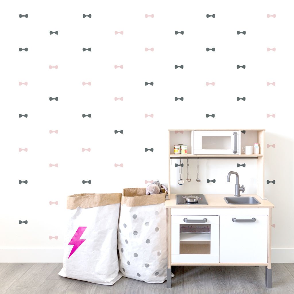 Vinilo decorativo mini lazos en diseño elegante para paredes infantiles - Nicolasito.es #color_Rosa