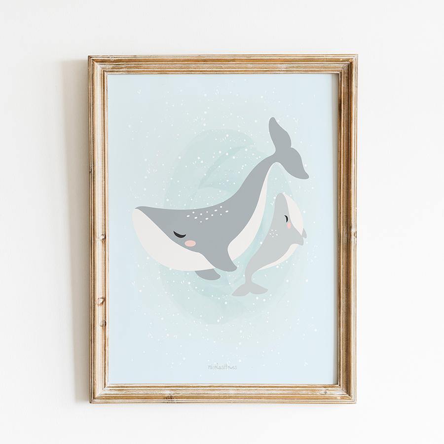 Comprar online lámina mamá ballena Nicolasito.es #color_Azul #tamaño_30x40 cm