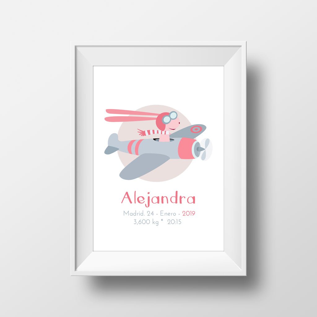 Comprar lámina personalizada aviador ideal para regalos infantiles #color_Rosa