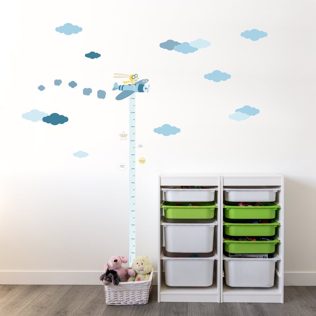 Medidor aviador infantil vinilo de pared #color_Azul