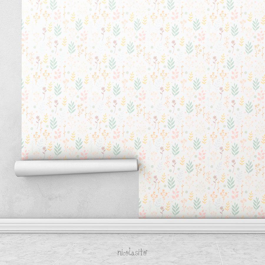 Papel Pintado Pared Infantil Flores
