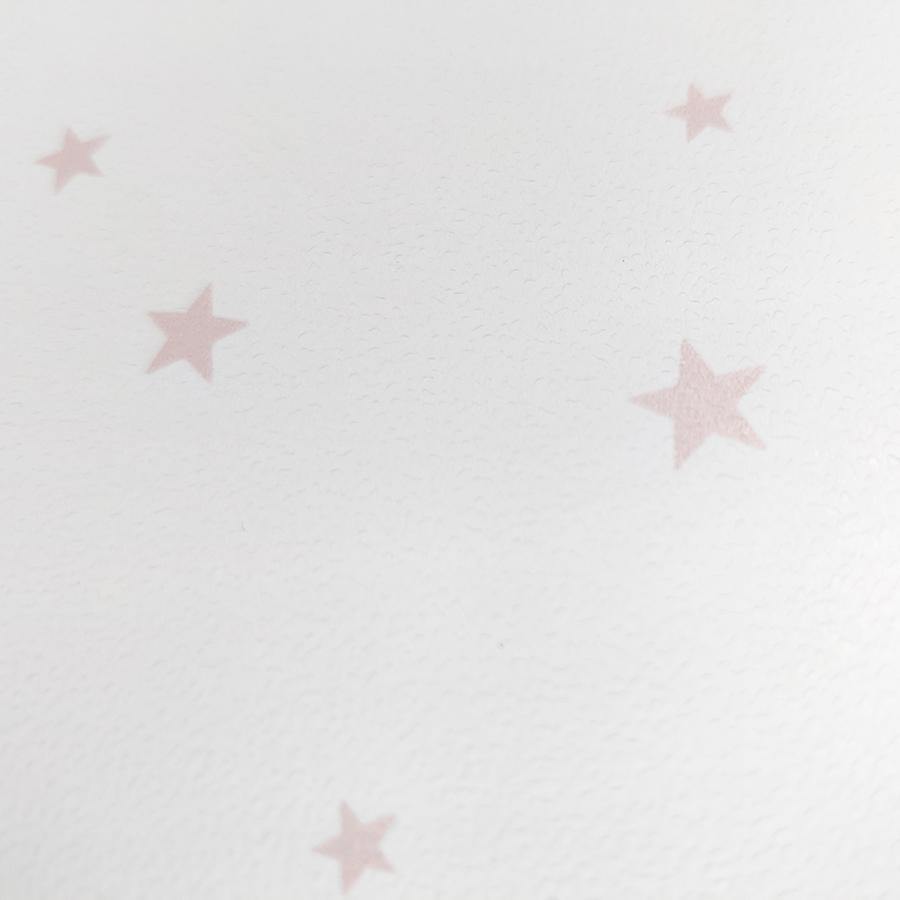 Detalle del Papel Pintado Estrellitas Rosa colocado en pared de dormitorio infantil - Nicolasito.es #color_Rosa