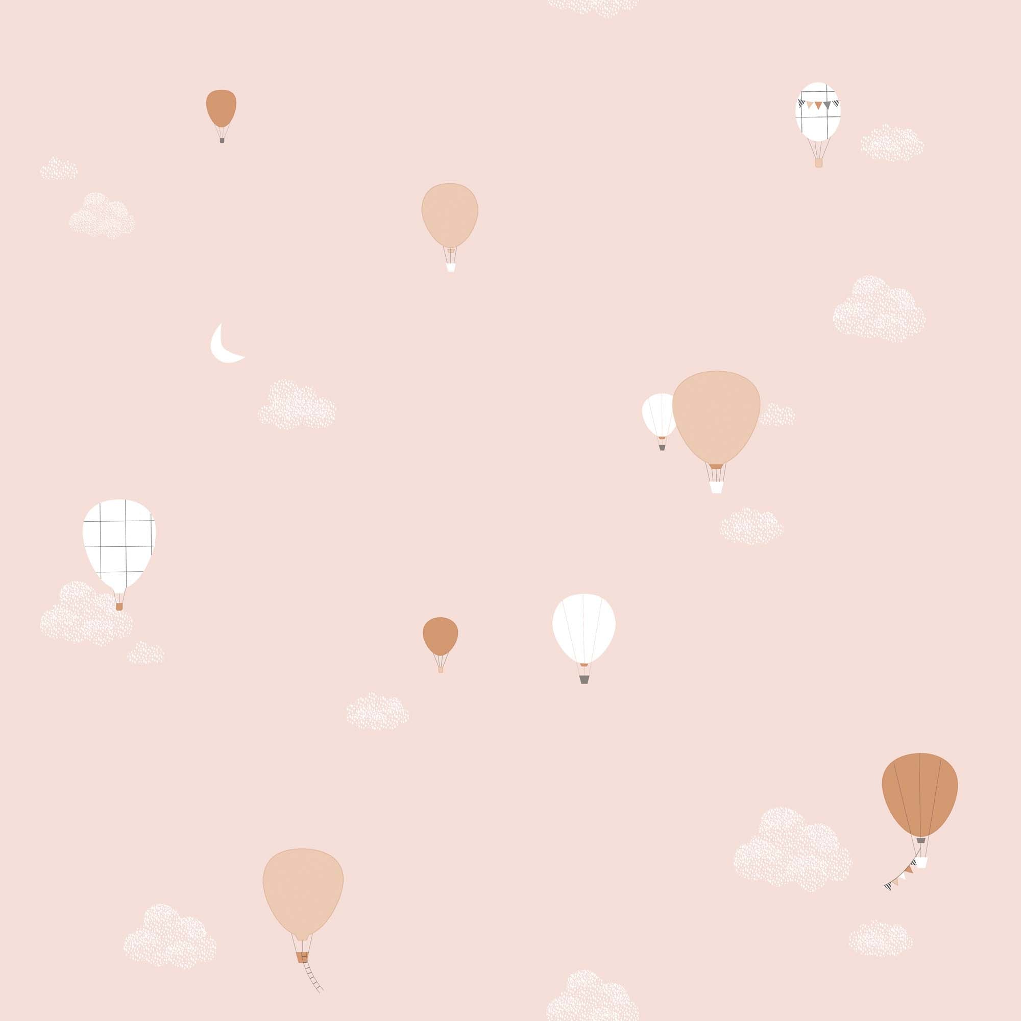 Detalle del patrón del papel pintado mini globos en color rosa para decorar paredes de dormitorio infantil - Nicolasito.es #color_Globos-rosa